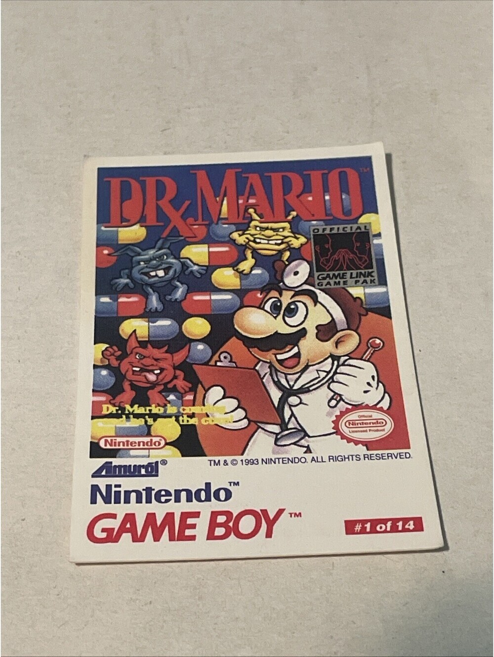 1993 Amurol Nintendo Game Boy Tip Card - Dr. Mario #2 Of 14